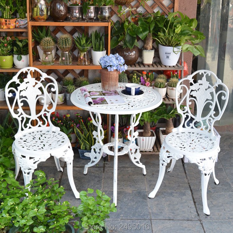 set 3-pieces outdoor dining Set all weather balcony, lawn,Villa Bistro Patio garden furniture cast aluminum table chairs antrust
