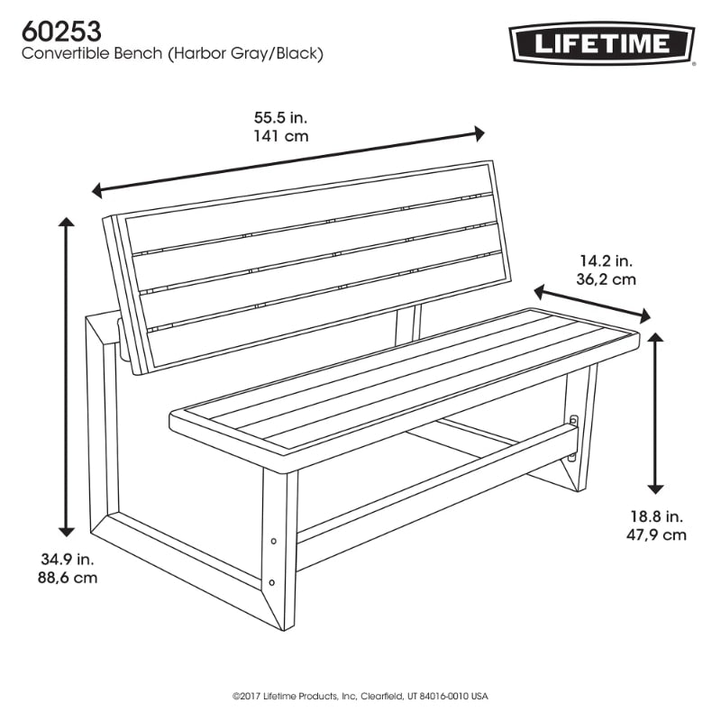 Lifetime Products Brown Wood Grain Convertible Bench