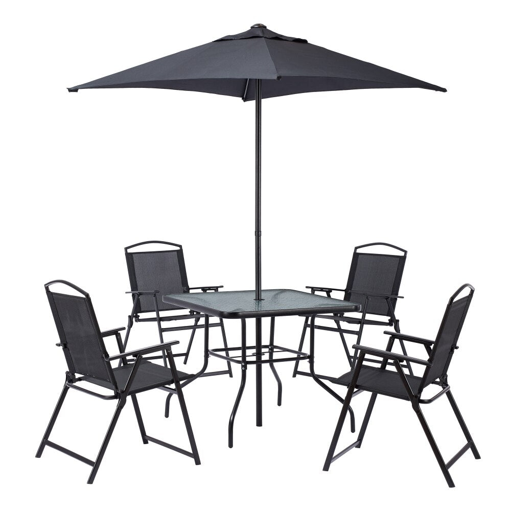 Albany Lane 6-Piece Outdoor Patio Dining Set, Black canopy tent  patio furniture  umbrella base