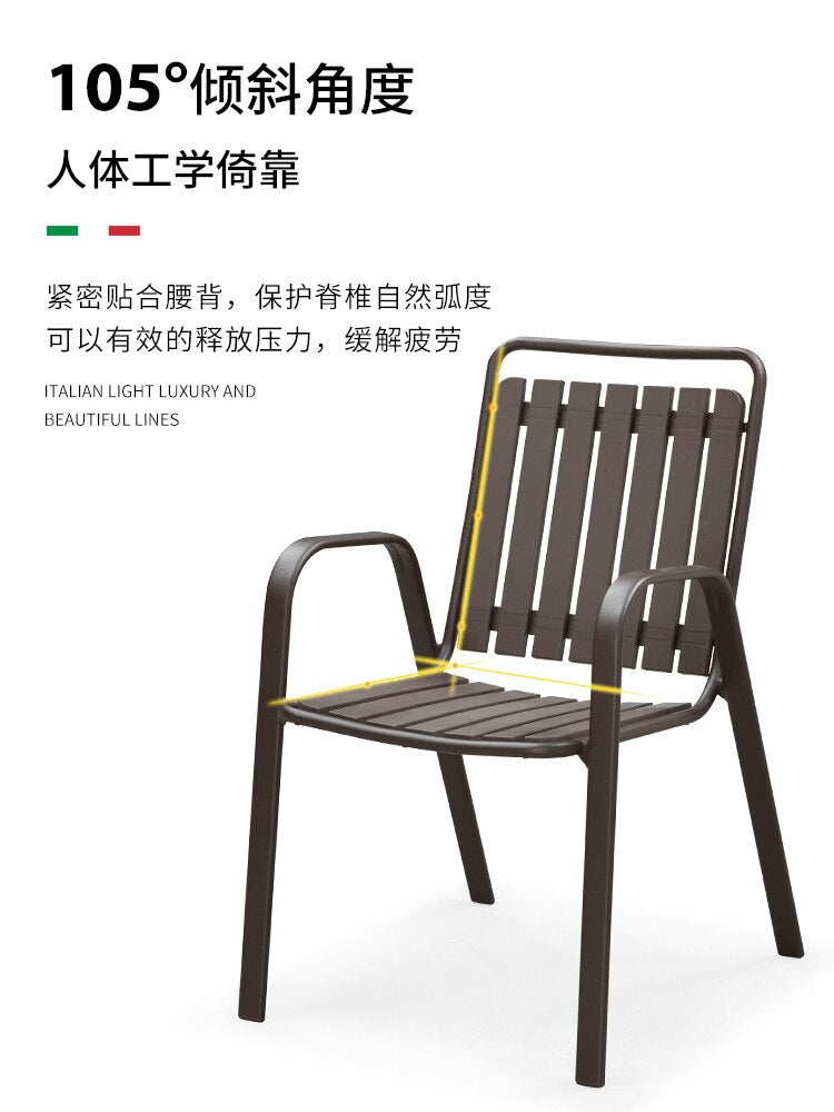Outdoor leisure table and chair combination outdoor courtyard garden dining chair outdoor shop outside iron plastic chair