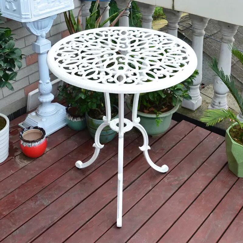 New Cast Aluminum Bistro Set all weather good quality Balcony coffee metal 3pcs set Patio garden chairs table white color sale